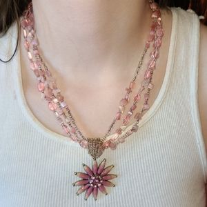 B.T pink and white gemstone beaded necklace